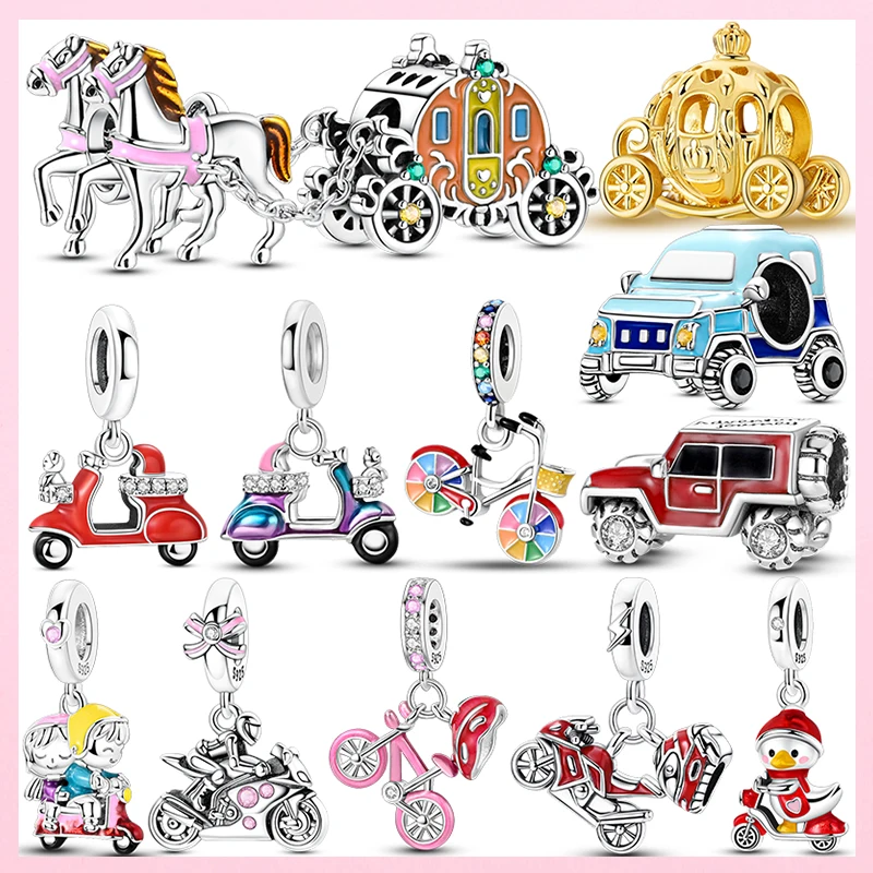 925 Sterling Silver Original Pendant Bead Featuring Design Car Key Motorcycle Bicycle Fit Original Bracelet DIY Women Jewelry