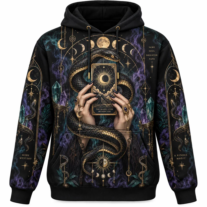 Halloween Hoodie Spooky Graphic Pullover Occult Fantasy Dark Streetwear Pumpkin Ghost Witch Magic Skeleton Cyber Horror Unisex