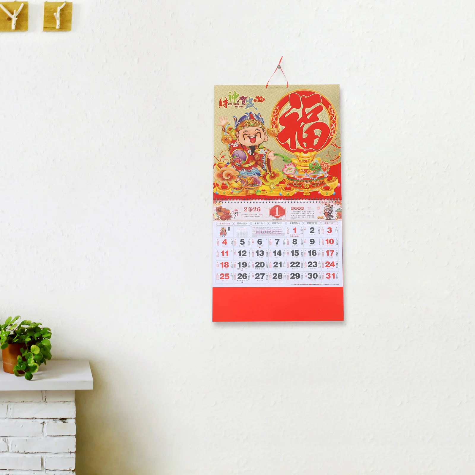 

Hanging Wall Calendar 2026 Zodiac Horse Theme Traditional Chinese Calendar with Festive Design for Living Room Kitchen Office