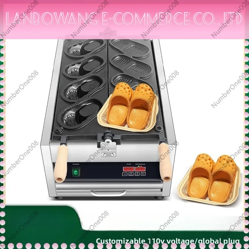 Electric Bubble Waffle Maker Non-stick Heating Hole Shoe Shape Waffle Iron for Korean Japanese Bakery Street Food Business Stall