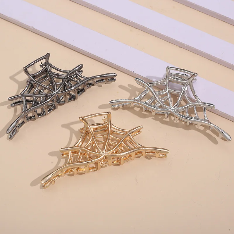 New Spider Web Metal Hair Crab Alloy Halloween Hair Claw Clips Hairgrip Hairpin Barrette Clamps Party Hair Accessories image 2