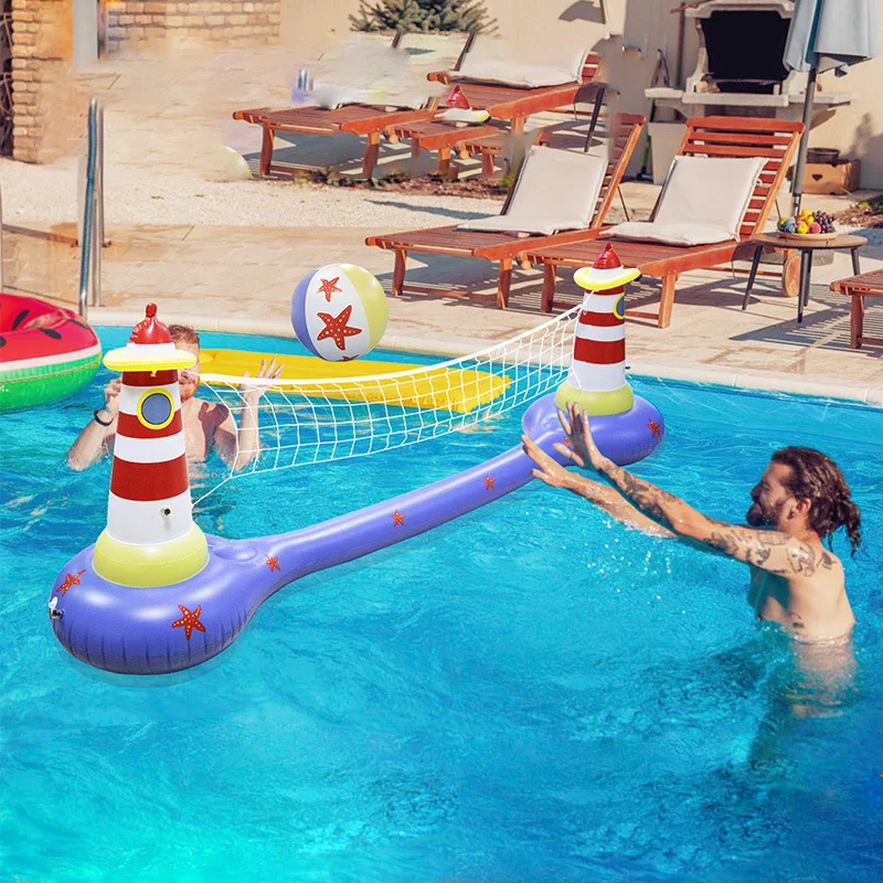 Factory price inflatable volleyball pool floats with net water party toy