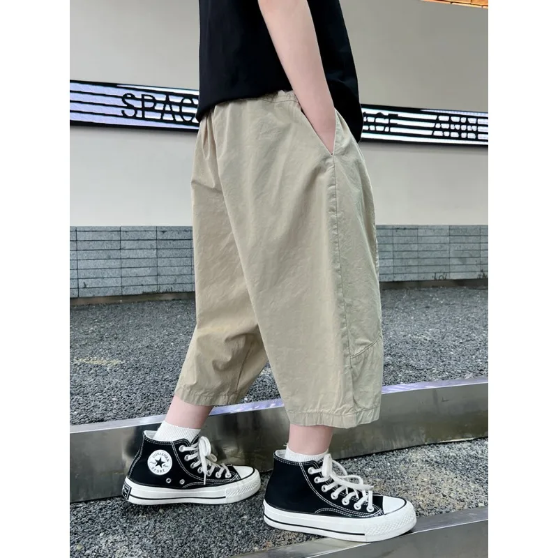 Boys Pants Summer Elastic Waist Capri Cargo Pants Cool Streetwear Children Clothes 2026 Sport Casual Breathable