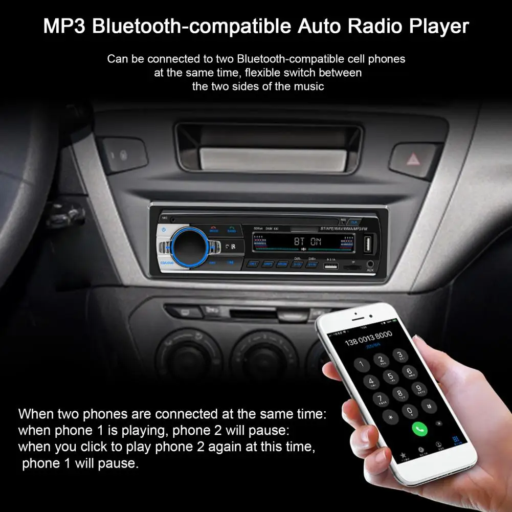 

Bluetooth-compatible Player 1 Set Reliable Disassembly Chip 12~14.4V Car Radio Audio FM Receiver Car Supply