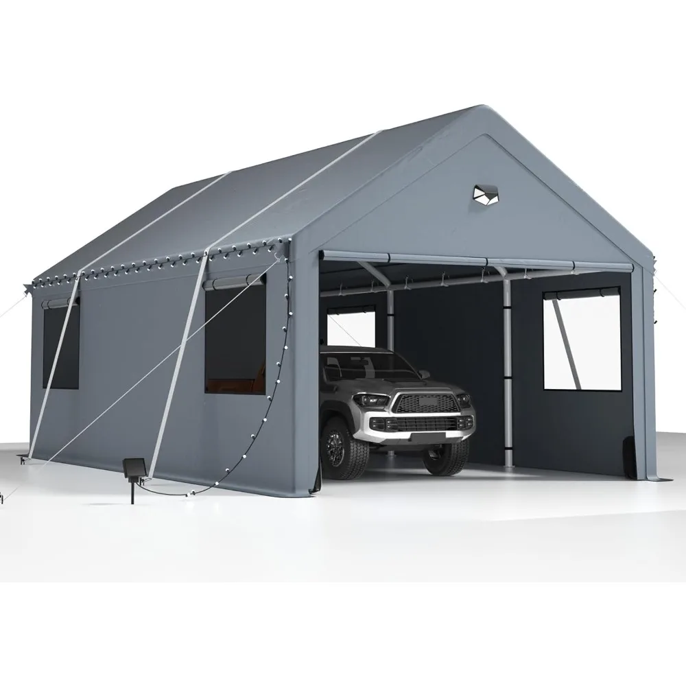 

Carports 10X20 Heavy Duty, автомобильные порта со съемными боковыми стенками 180 г, навесом для переноски, портативным автомобильным портам для гаража, автомобильное укрытие Все мы