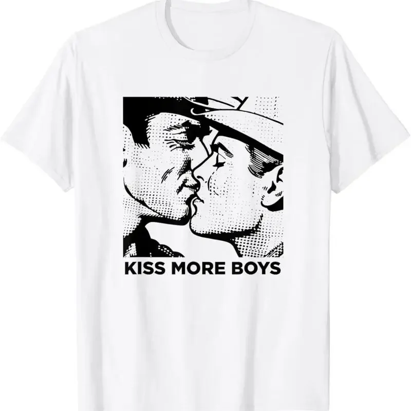 Kiss More Boys Funny Gay Cowboy Pride Rodeo Vibes T Shirt