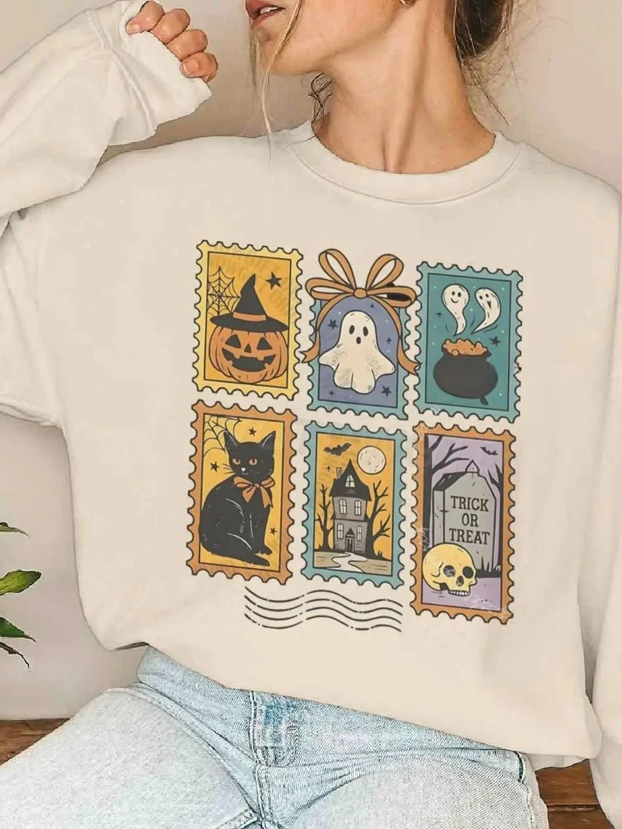 Happy loween Sudadera con capucha fantasma para mujer Diseño espeluznante y defectuoso Ajuste cómodo Calidad premium Otros materiales