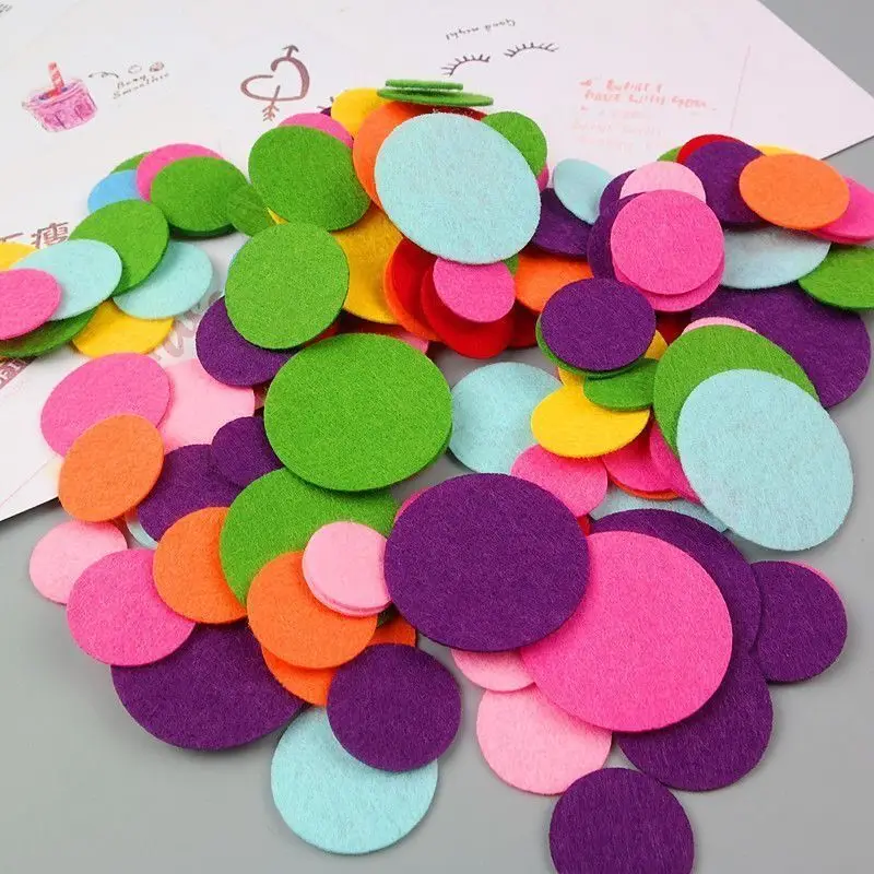 100pcs 2cm 2.5cm 3cm 4cm 5cm Non Woven Circle Pads Felt Fabric Round Patches Diy Accessories Handmade Flowers Crafts Material