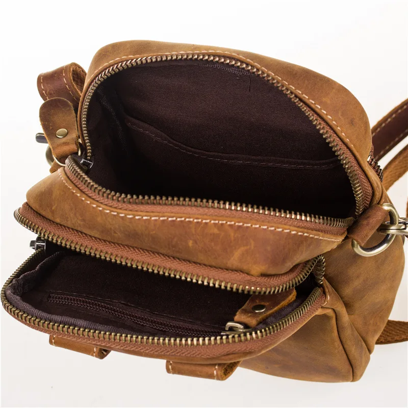 Men\'s Waist Bags Chest Vintage Genuine Leather Men\'s Belt Bag Hip Bag Men Phone Purse Fanny Man Brand Shoulder Bag k3064