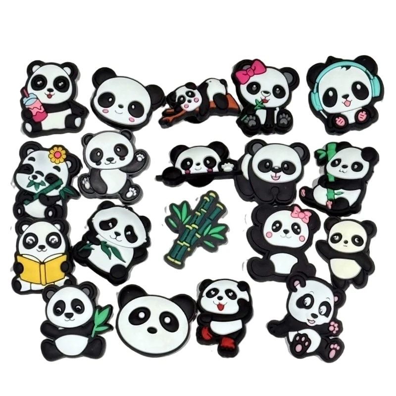 19pcs/set Animal Panda Shoe Buckle Accessories PVC Sandal Shoes Charms Clogs Pins Decor Kids Woman Party Gift