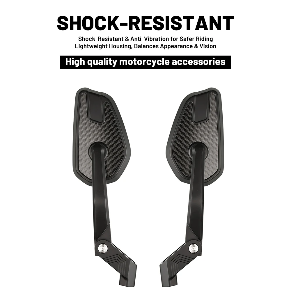 Motorcycle Modified Rearview Mirror Hard Geometric Housing Multi Angle Rotation Universal Motorbike Riding Safety Side Mirror