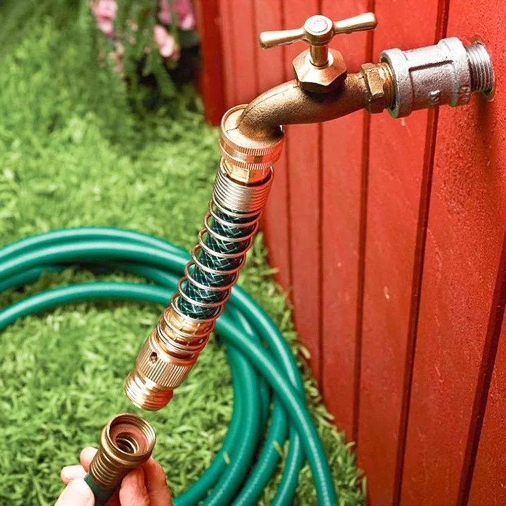 Flexible Spring Hose Extender for Lawn and Patio Use Copper Material Weatherproof 25.3mm Outer Diameter 25mm Inner Diameter