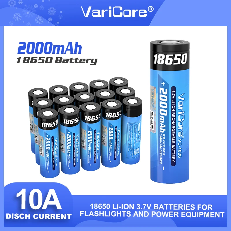 1-20 قطعة VariCore VC-1820 18650 2000mAh 3.7V بطارية ليثيوم قابلة للشحن للأدوات الكهربائية