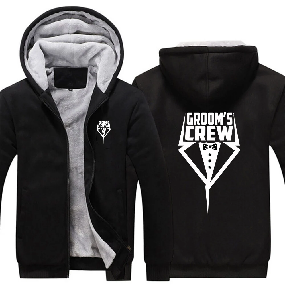 

Team Groom Winter Fashion Trend With Thick Fleece and Warm Hooded Jacket For Men's Casual Loose Sports High-Quality Jacket