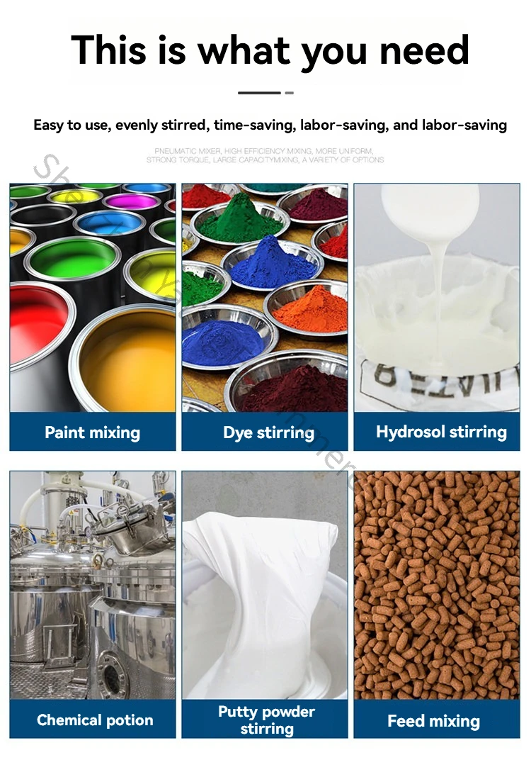 Pneumatic Mixer 5 Gallons with Flange Stainless Steel Liquid Paint Laundry Detergent Mixer Commercial Variable Speed Small Mixer