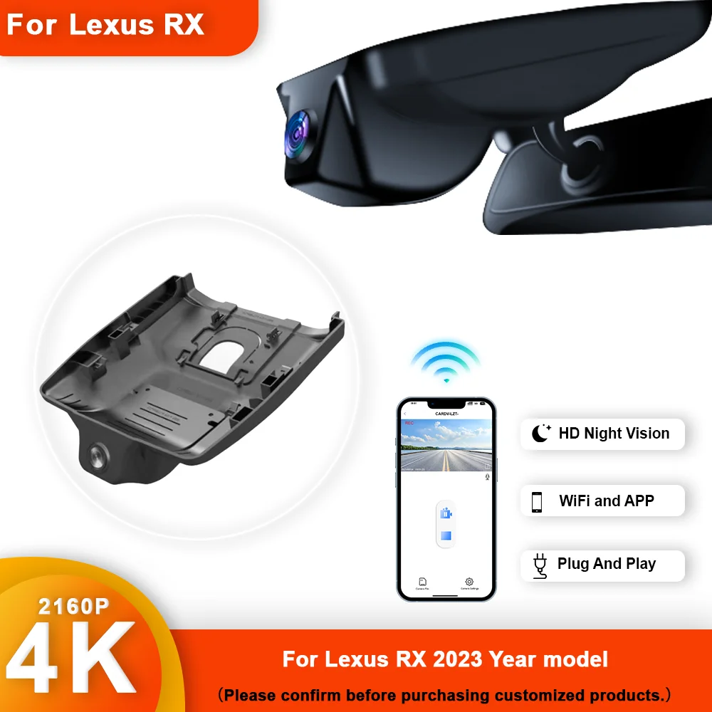 

Customized 4K HD 2160P Plug and play DashCam For Lexus RX 2023 to 2024 Year model Front and Rear WIFI APP Car Dvr Dash Cam