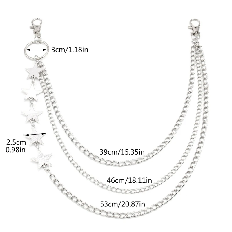 Metallic Star Chain Female Decorative Waist Chain Pants Pendant Wallet Chain