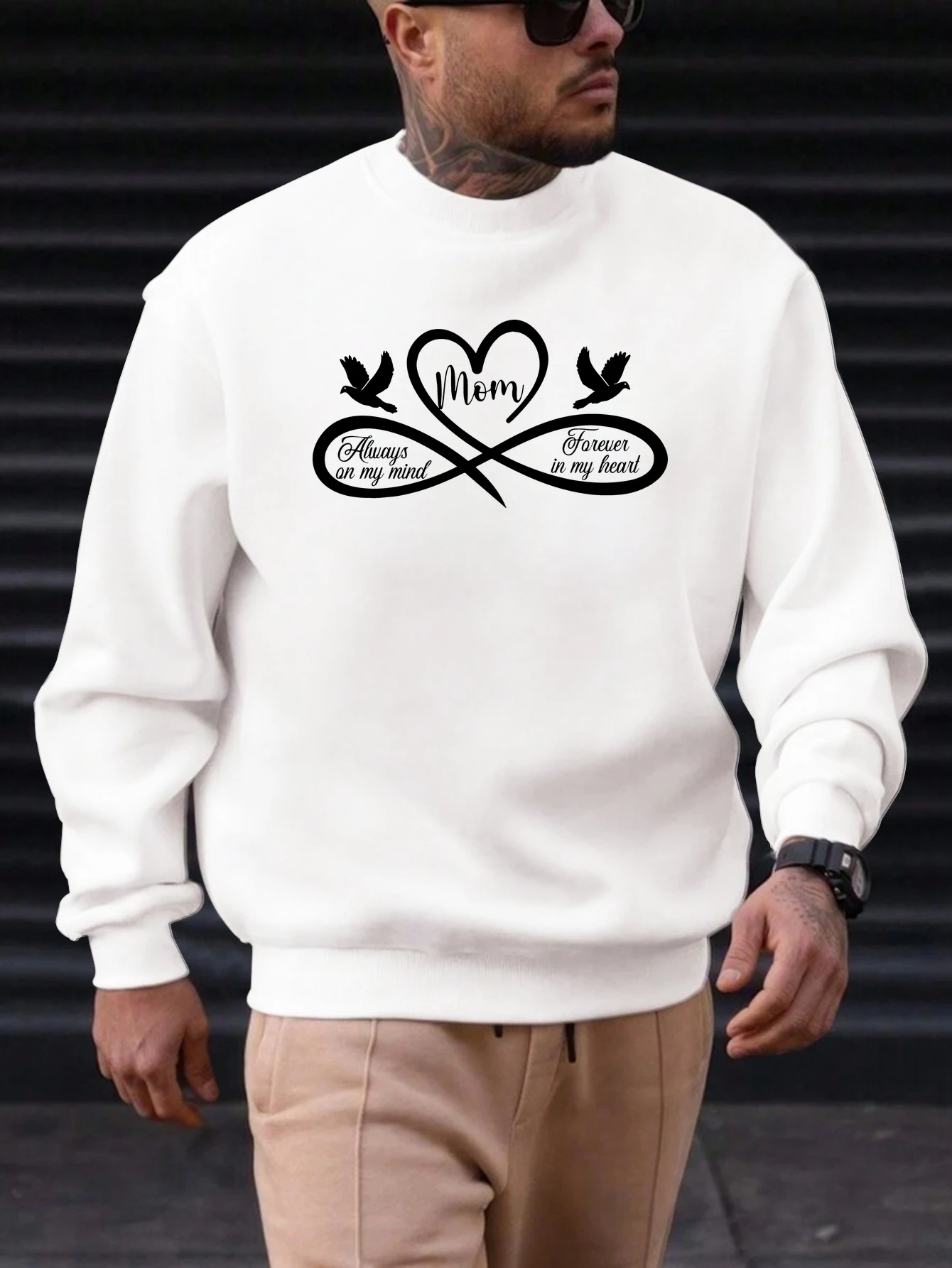 

Men's Cotton Round Neck Sweatshirt Pigeon Love Pattern Printing 2025 New Trending Fashion Casual High Quality Top Clothing