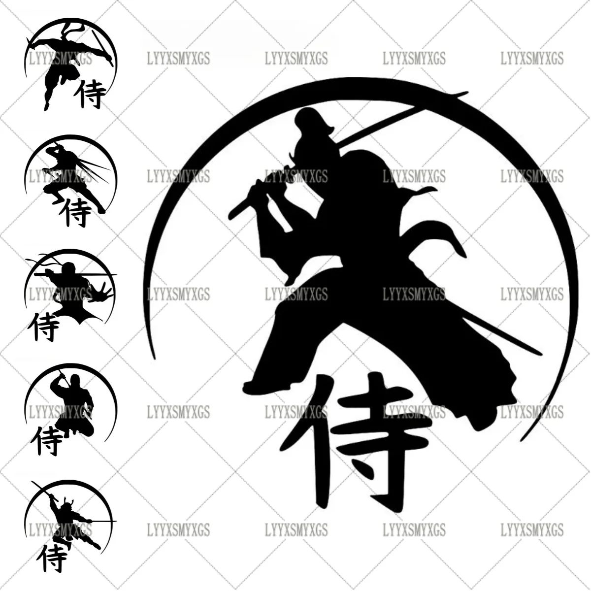 

Self-Adhesive Custom Personalized Japanese style Warrior Car Stickers Waterproof Sunscreen Vinyl Decal PVC Wholesale Decoration