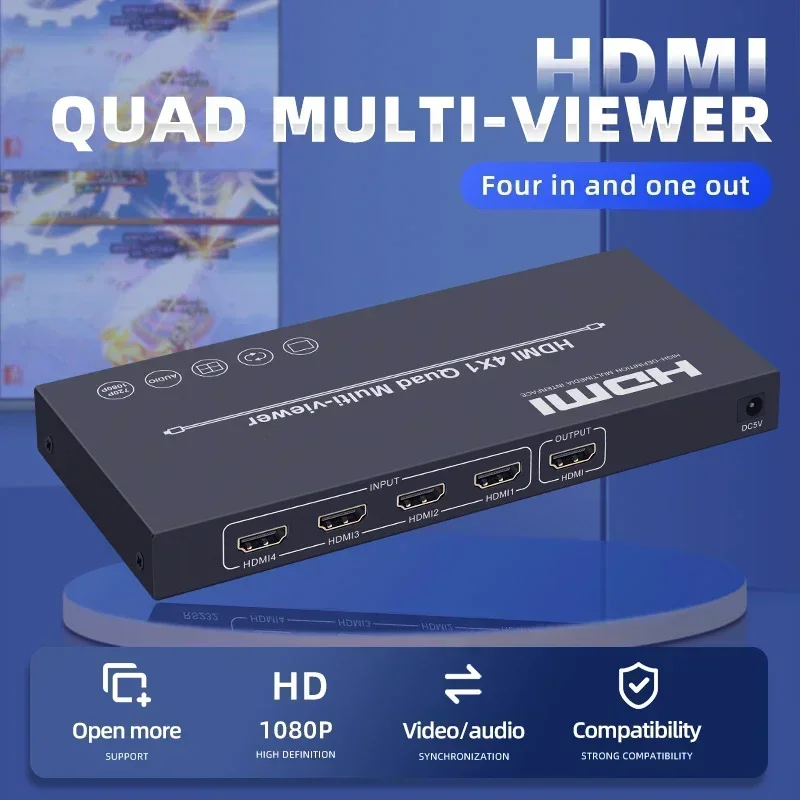 4K 4x1 Hdmi Multi-viewer 4 Channel Input Video Multiplexer 1080p Quad Multiviewer Screen Splitter Seamless Switch 5 Display Mode