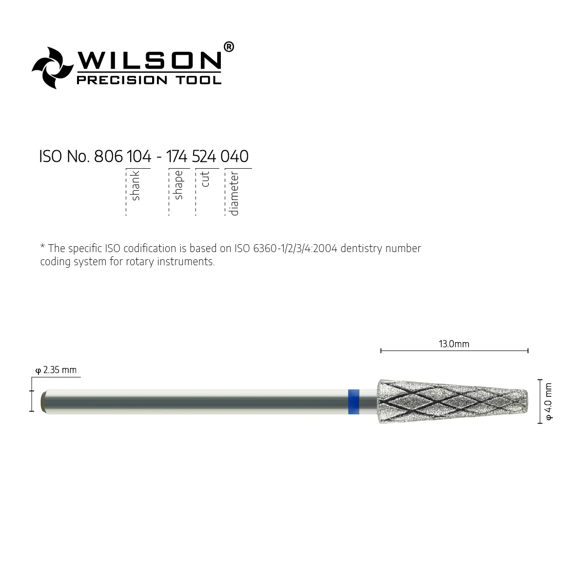 4.0mm Conical Flat Shape 8007319 With Cooling Groove Diamond Bits