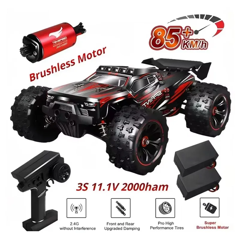 1:16 85KM/H Or 50KM/H 4WD RC Car With LED Remote Control Cars High Speed Drift Monster 4x4 Truck for Kids Vs Wltoys 124017 Toys