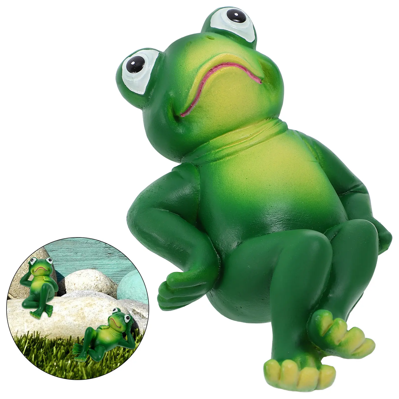 

1 Piece Cute Garden Frog Statue Resin Outdoor Decor for Yard Patio Balcony Lawn Landscape Decoration Small Animal Sculpture