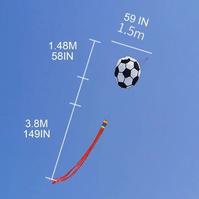 Kite futebol kite macio, resistente a rasgos, jogo esportes ao ar livre, qualidade, fácil voar, borla longa,