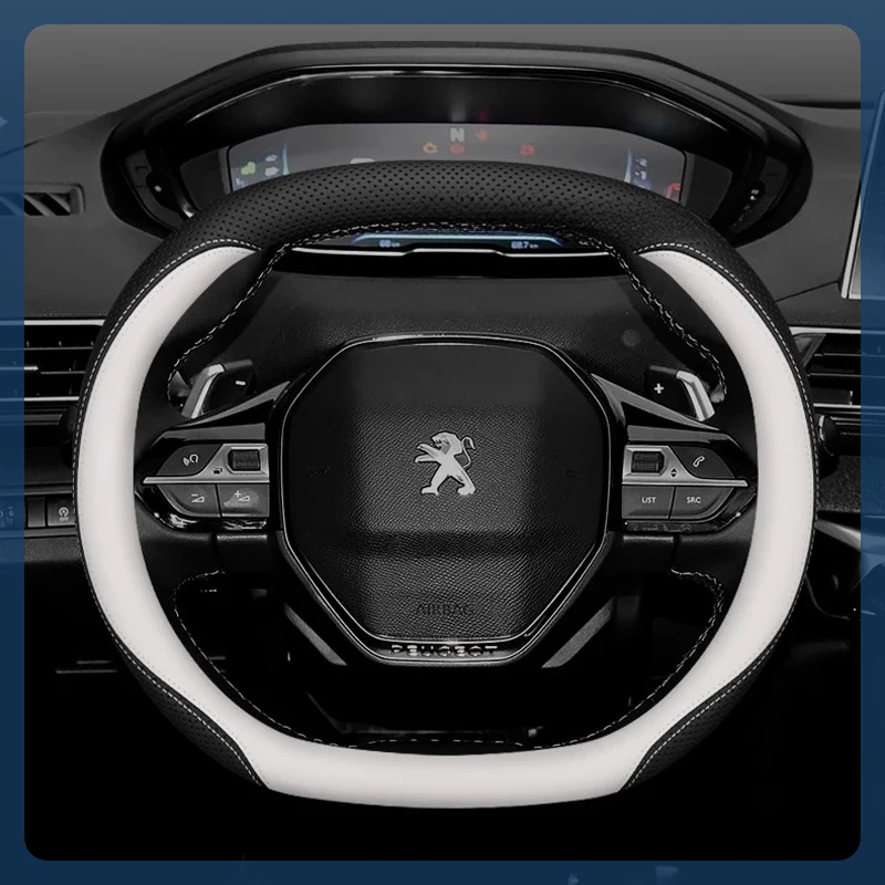 Genuine Leather Anti Slip Steering Wheel Cover For All New Peugeot E2008 E3008 E5008 408 2024-2026 Auto Interior Accessories