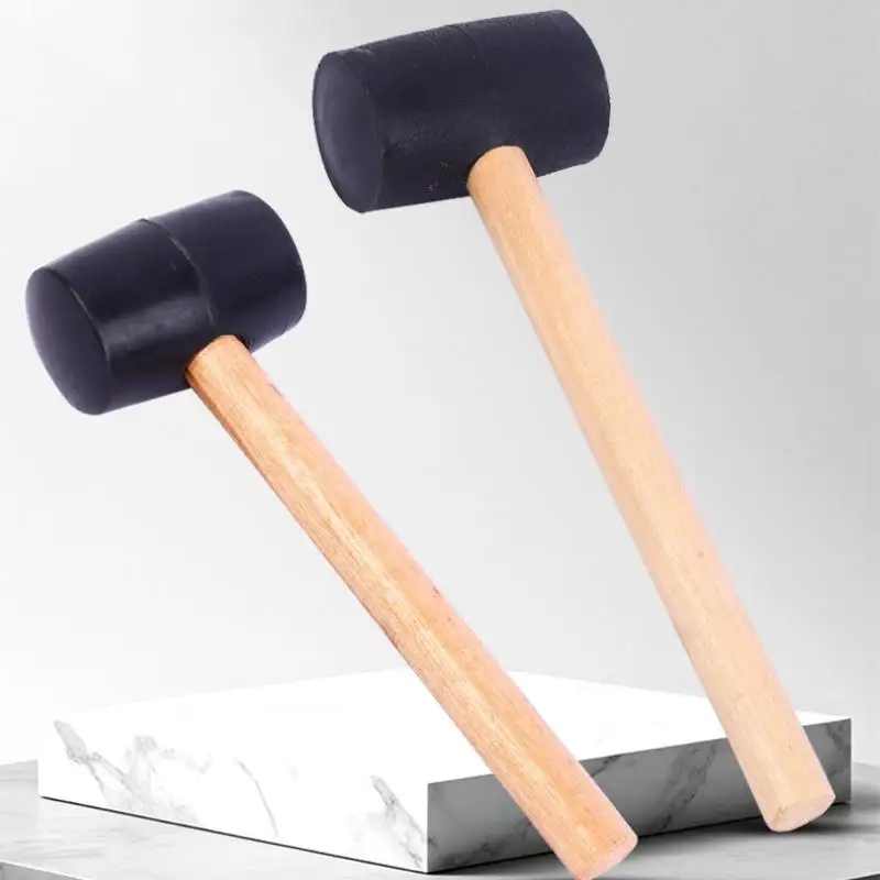 Wooden Handle Durable Eco-Friendly Rubber Mallet Hammer For Camping Flooring Tent Pegs Woodworking & Soft Blow Tasks view 3