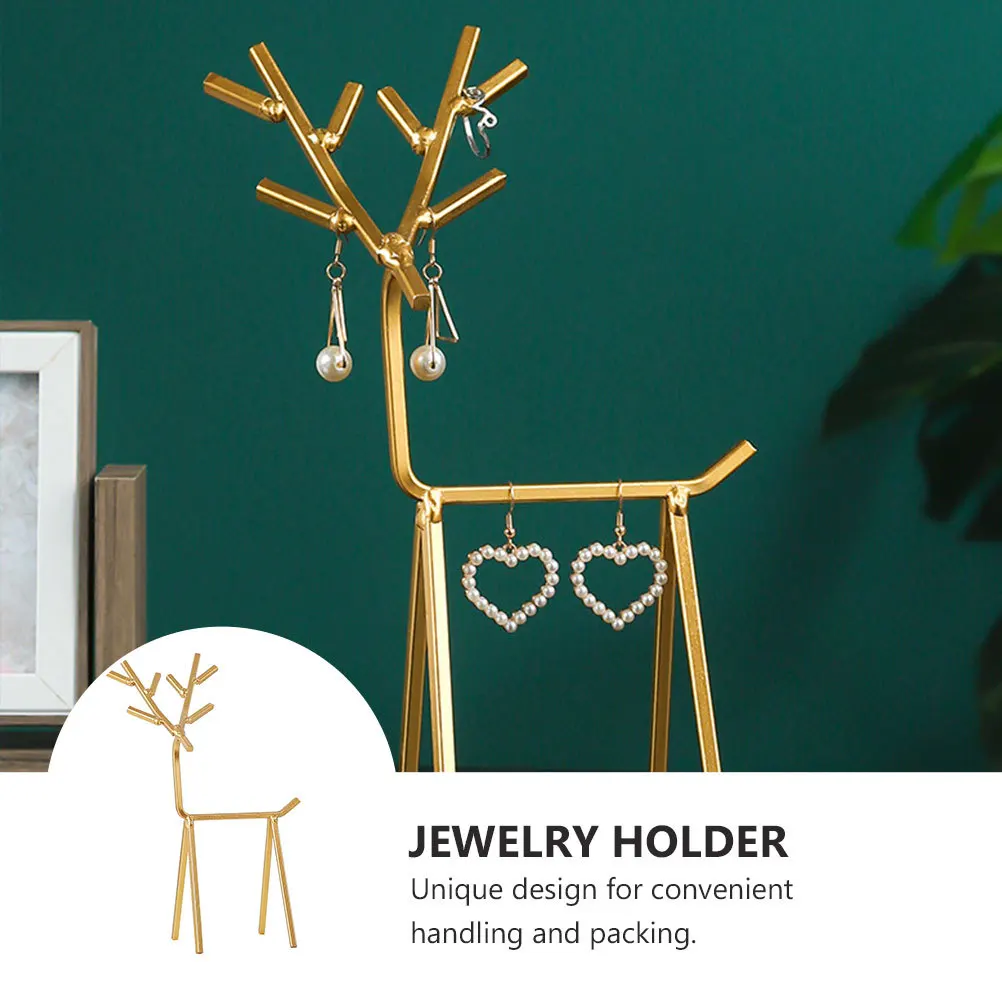 

1pc Creative Home Decor Ornament Metal Display Stand For Jewelry Storage Earring Necklace Organizer Gold Iron Hanging Holder