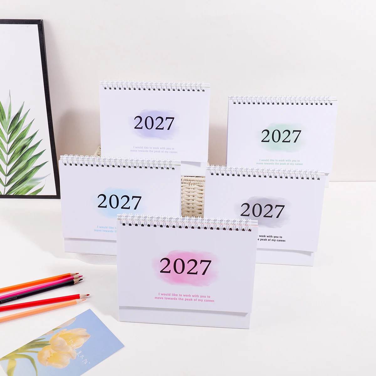 2027 Medium Size Student Desk Calendar, Foldable Spiral Desktop Calendar for Class Schedule School Daily Planner Homework