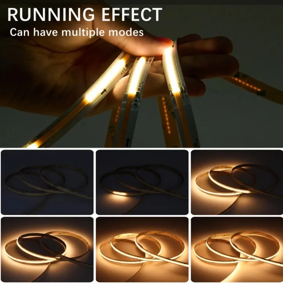 WS2811 IC COB LED Strip DC24V 360LEDs Addressable Running Water Flowing Light Flexible High Density Tape RA90 3000K/4000K/6000K