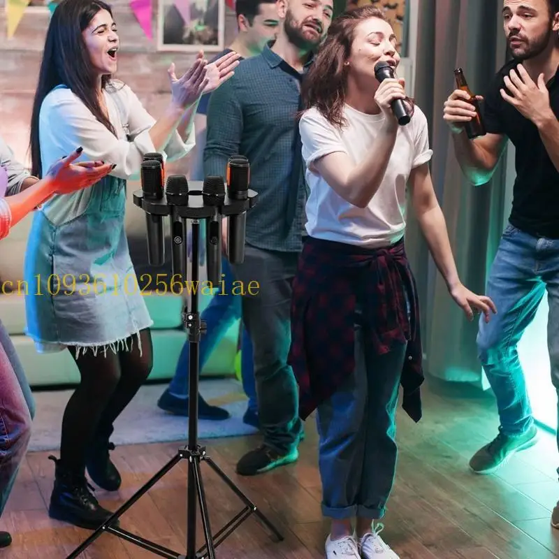 652F مرفق ميكروفون محمول خفيفة الوزن يحمل ما يصل إلى 8 ميكروفونات على منظمي المسرح #4