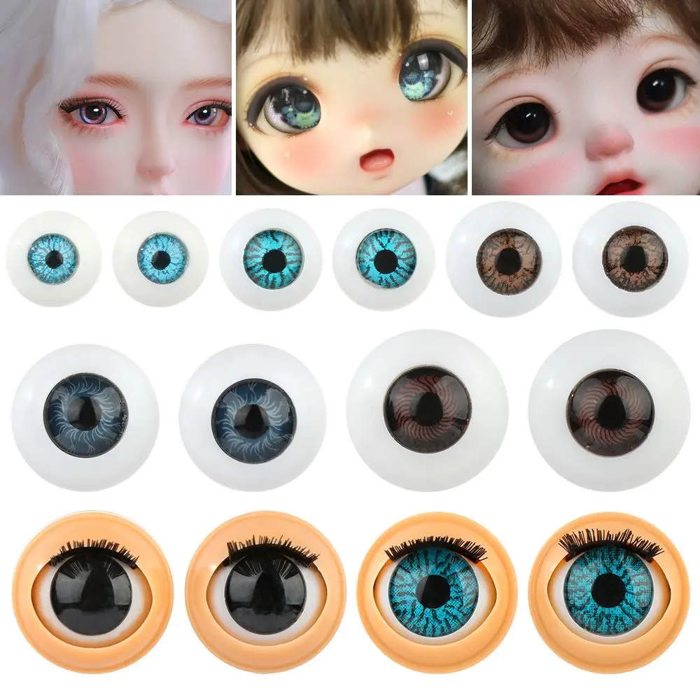 Plastic Doll Activity Eyes Doll Eye Accessories Doll Rolling Eyeballs with Eyelashes DIY Doll Eyes Simulation Active Eyeball