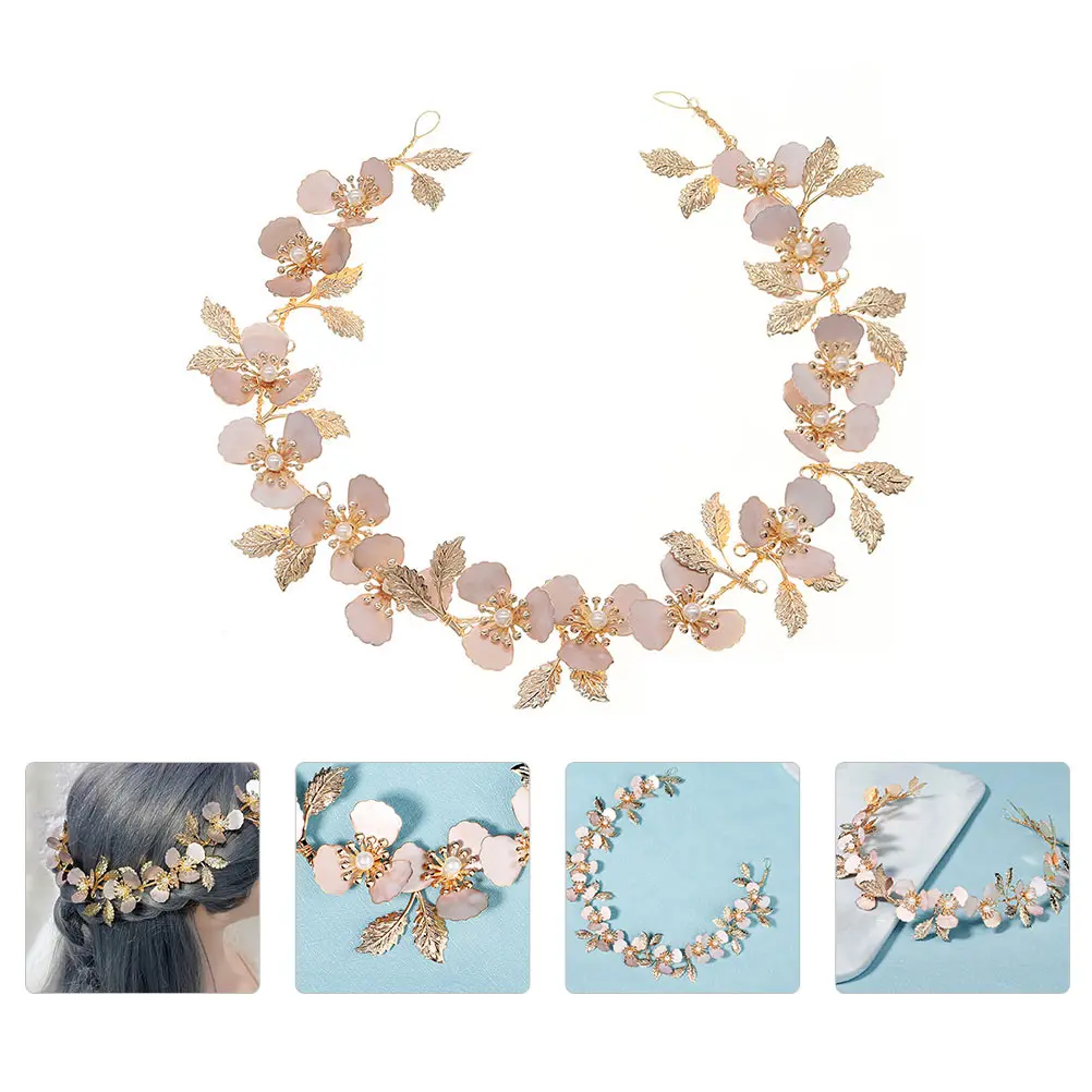 

Pearl Hair Accessories Elegant Wedding Flower Headwear Bridal Headdress Alloy Decorations Brightness Chic Hairband Hairstyle