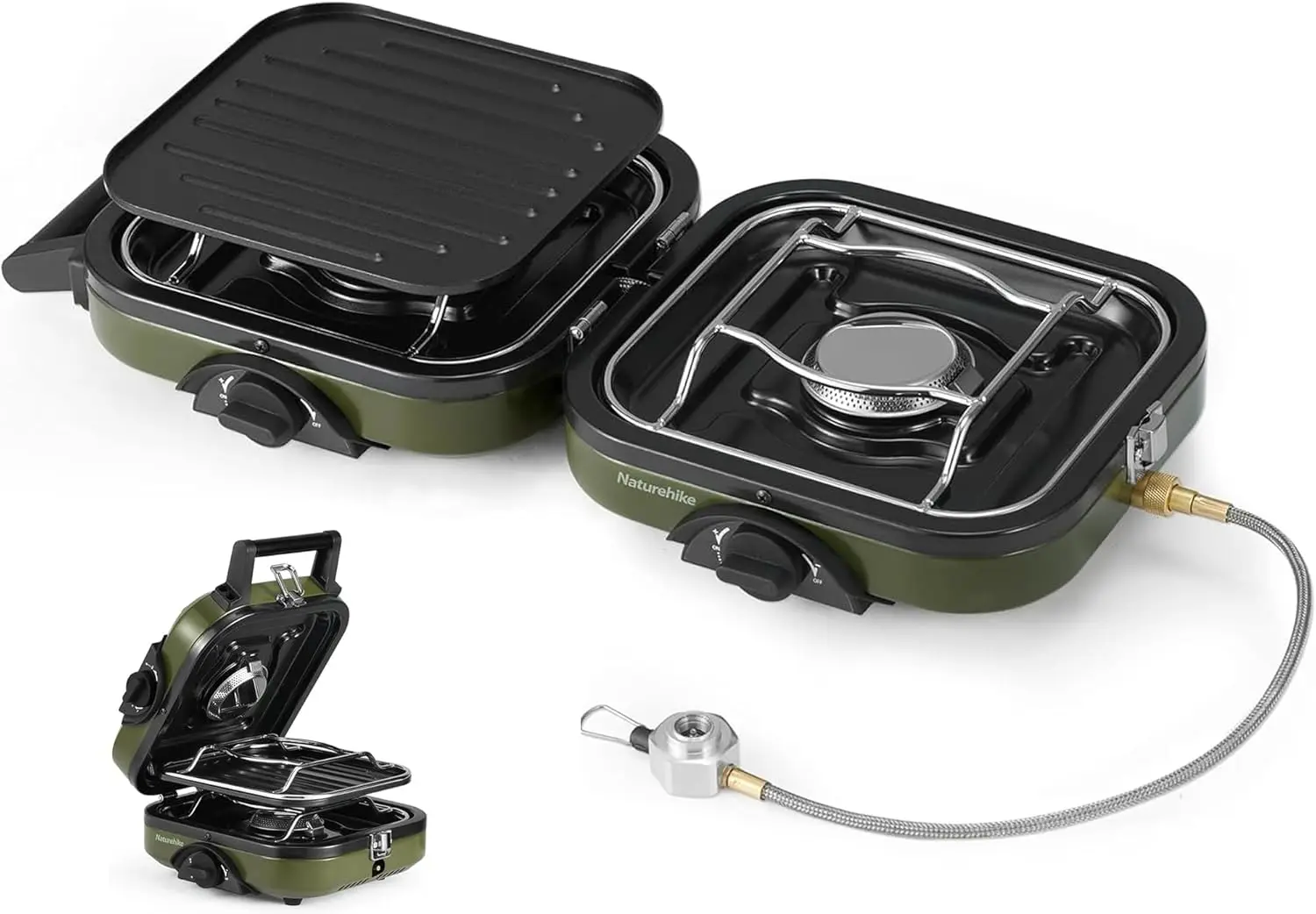 Estufa plegable para exteriores, estufa de Camping de aluminio de 8 placas, parabrisas con bolsa de transporte, butano ligero
