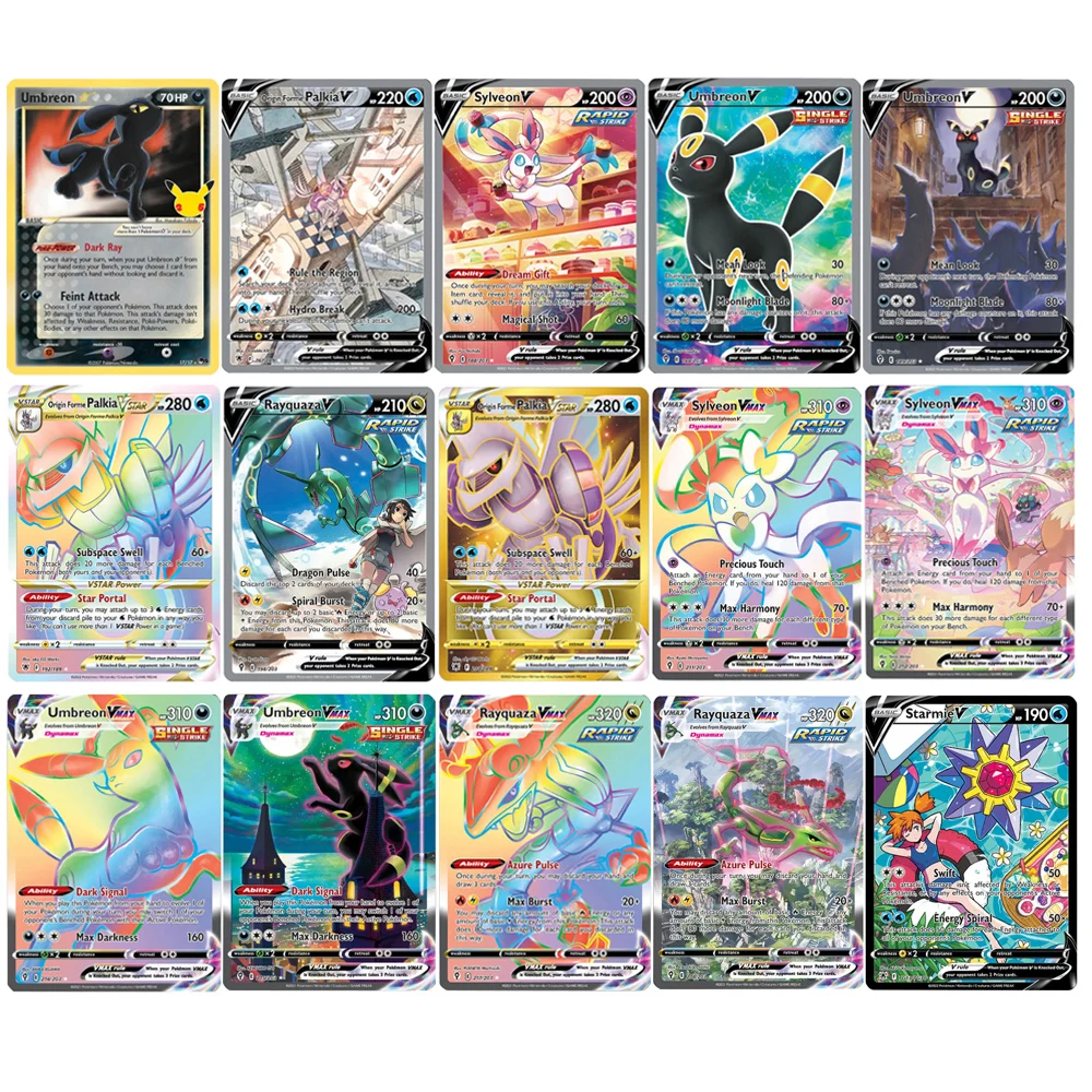 Tarjetas holográficas individuales PKMN Sword-shield, origen Forme Palkia Umbreon Starmie, tarjetas de juego de colección, tarjetas proxy PTCG