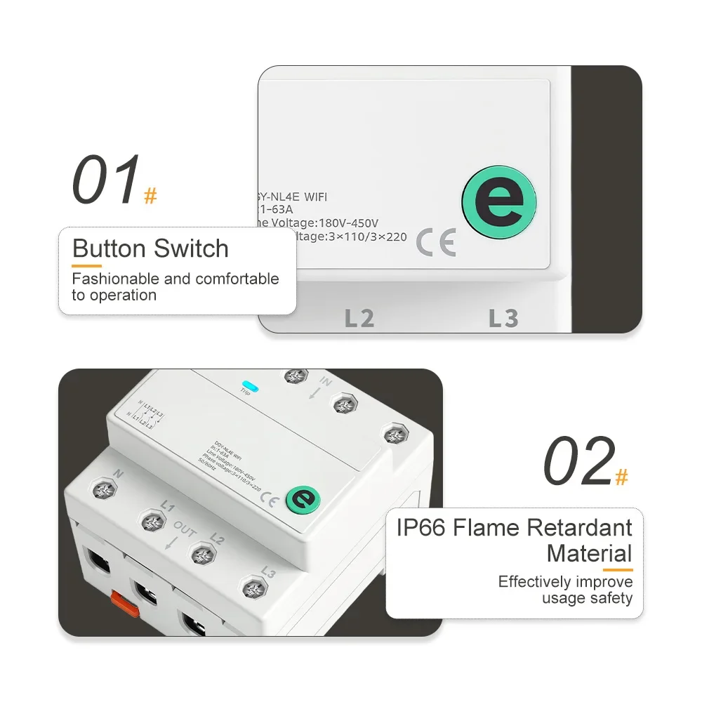 Schienentyp 4P 3-phasig 4-Draht eWeLink WiFi Intelligenter Schutzschalter Fernsteuerung Sprachsteuerung Countdown-Timer Luftschalter Relais Letzter Status – Detail 3