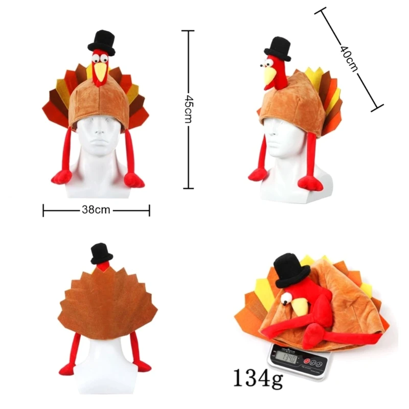 Plush Turkey Thanksgiving Turkey Hat Novelty Cooked Chicken Costume Dress Up