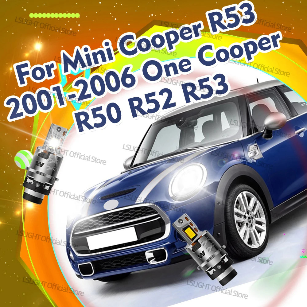 2x Two Sided 3570 CSP LED D2S D2R Headlamp 6000K Copper Tube Bulb For Mini Cooper R53 2001-2006 One Cooper R50 R52 R53 2000-2004