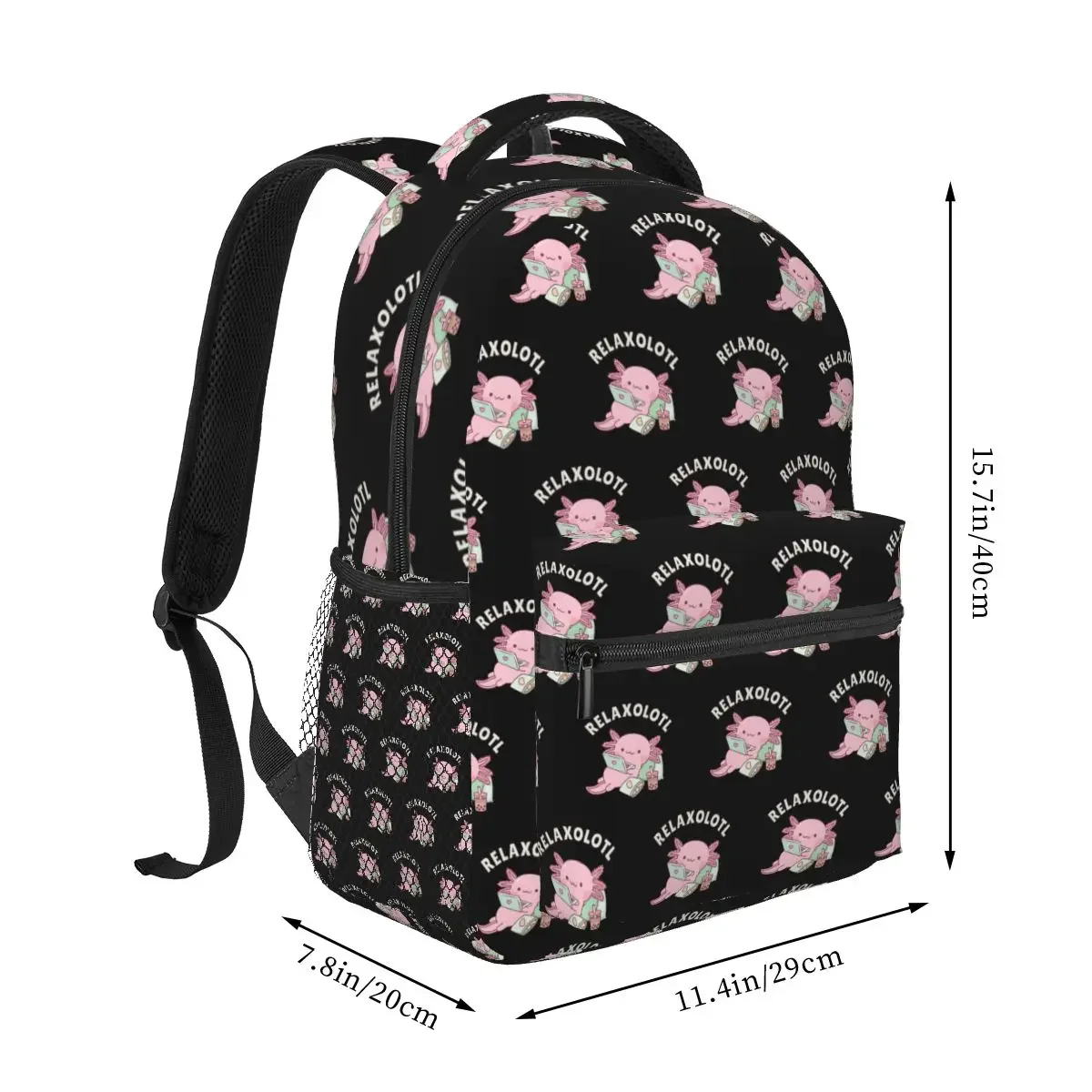 Cute Relax A Lot Axolotl Funny Pun Backpacks Boys Girls Bookbag Children School Bags Kids Rucksack Shoulder Bag Large Capacity