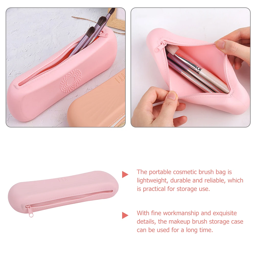シリコーンバッグピンクポータブルトラベルメイクアップganizerポーチアイシャドウ口紅収納シリコーン化粧ブラシホルダーケース