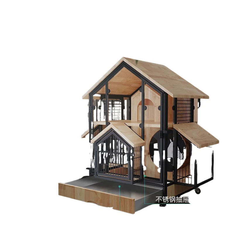 Villa anti - gnawing solid wood luxury silent treadmill cage, chinchilla - dedicated pet supplies cabinet