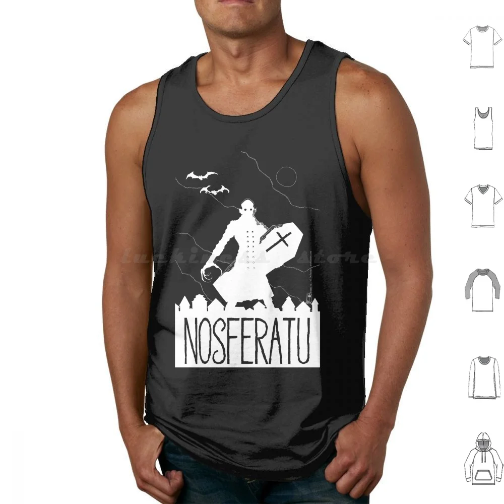 Nosferatu Minimalist ( Inverted ) Tank Tops Print Cotton Nosferatu Old Black White Black Vampire Vampyre Horror Silent Film