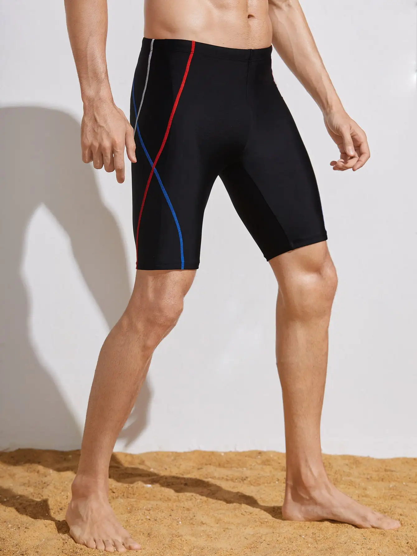 Adult men's Tight Fitting Training, Sports and Leisure, Reducing Resistance Swimming Trunks