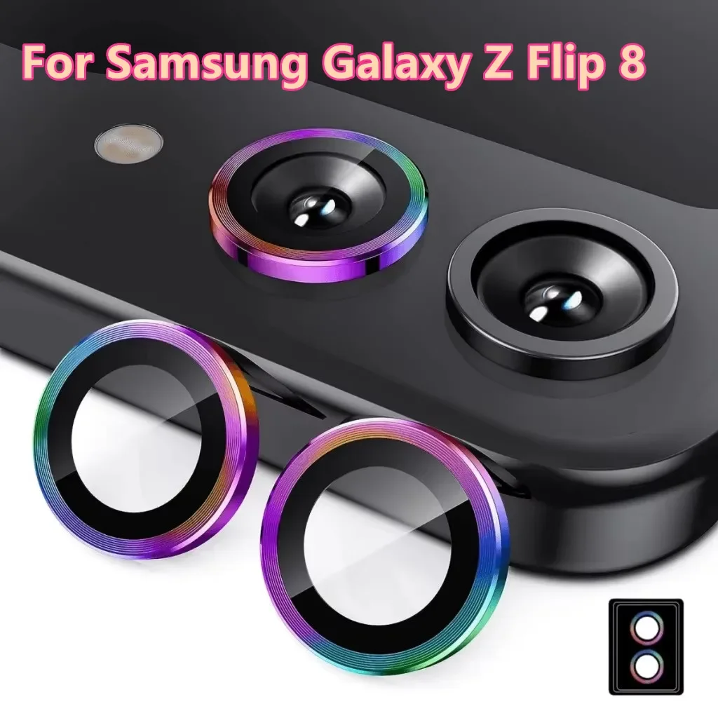 Metal Camera Lens Protector For Samsung Galaxy Z Flip 8 7 6 5 4 Anti Scratch 9H Tempered Glass Metal Ring For Galaxy Z Flip7