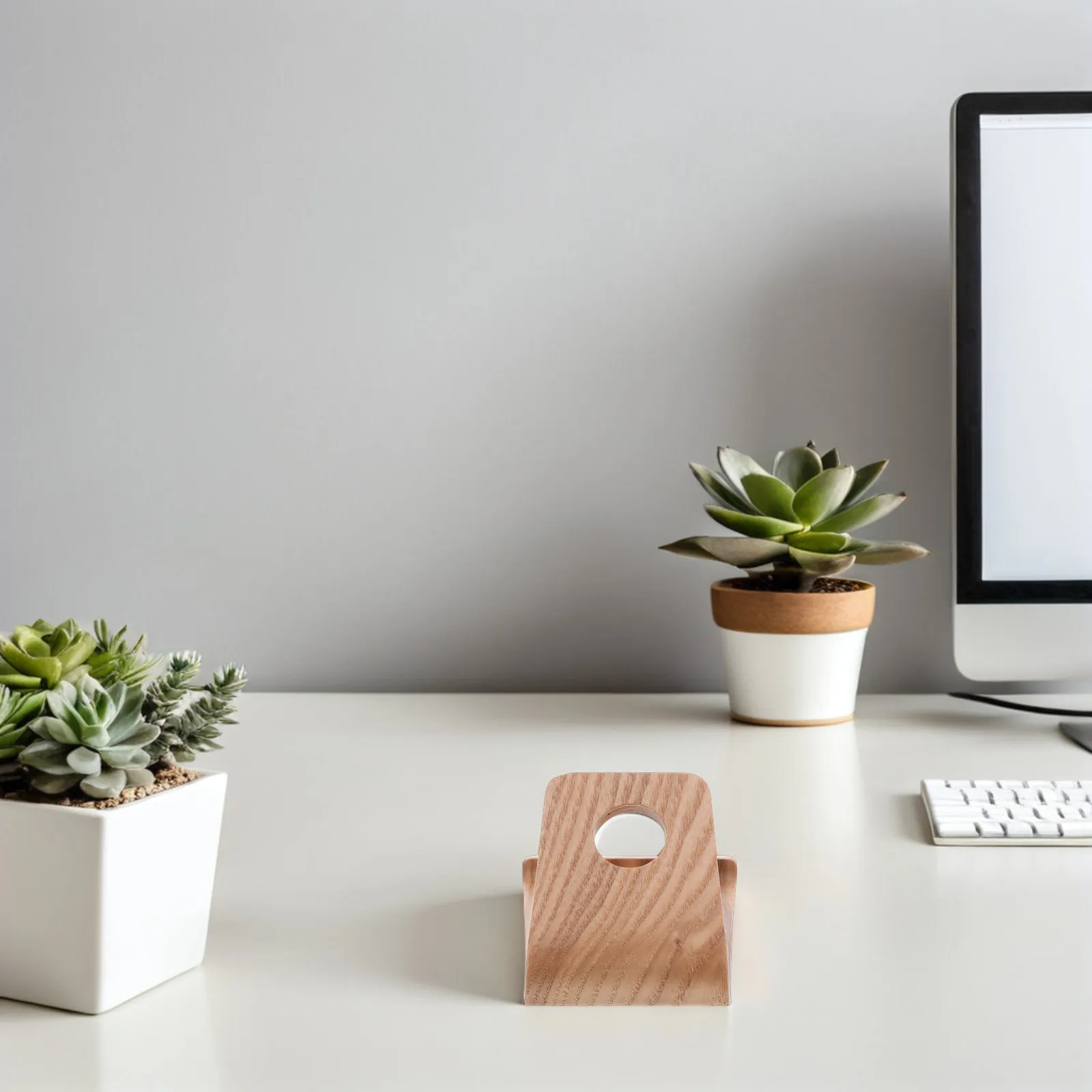 Wood Phone Holder Stand Solid Wood Desktop Tablet Stand Minimalist Natural Finish Stable Multi Angle Support for Office Home