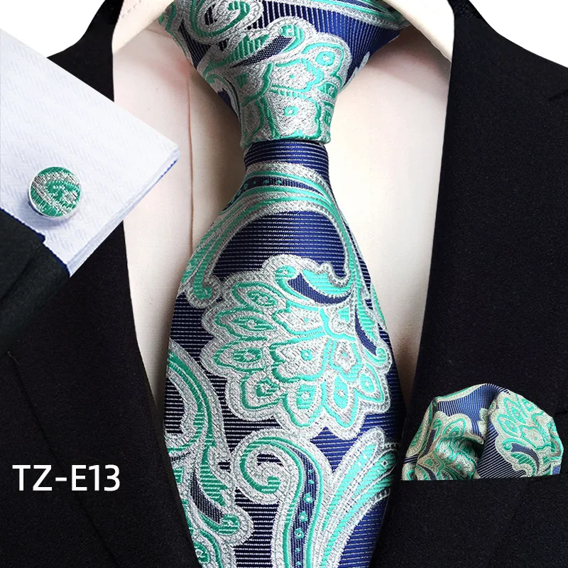 New Tie Square Scarf Cufflinks Three Piece Set Paisley Pattern Wedding Banquet Men\'s Formal Wear Hand Tie Wholesale