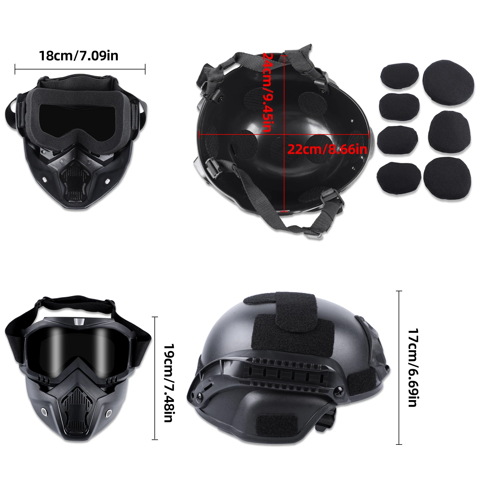 Airsoft Helmet and Mask Airsoft Full Face Mask Detachable Airsoft Goggles Paintball Fast Helmet